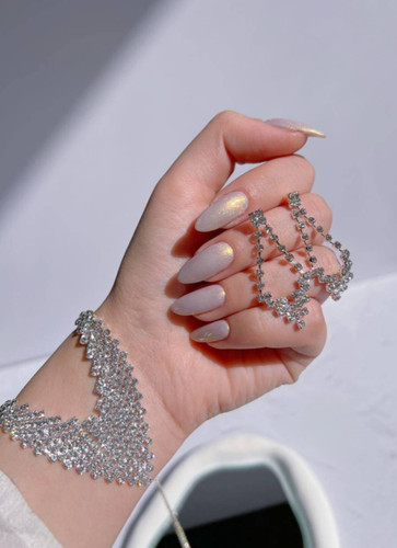 نیمست مجلسی فول نگین آبکاری نقره