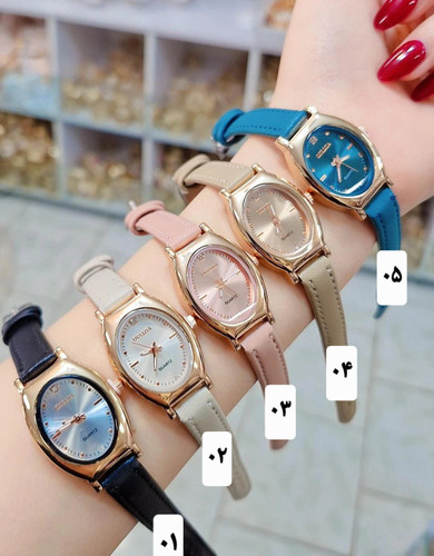 ساعت ترند زنانه بندچرم رنگی صفحه بیضی طرح جدید وشیک.برنداولیجیا