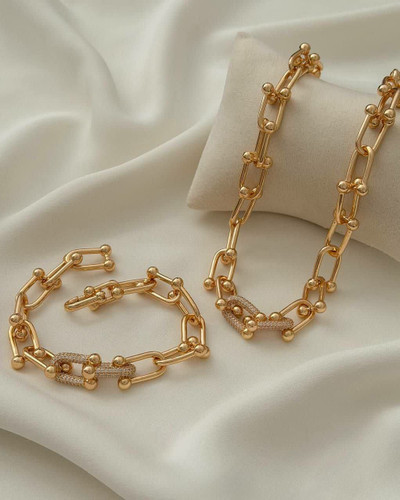 ست گردنبندودستبند تیفانی باقفل اصلی،آبکاری قوی طلابرندمعتبر دریم