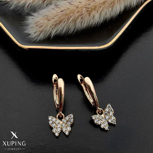 گوشواره جواهری پروانه طرح جدید طلا آبکاری طلا۱۸ برندمعتبرژوپینگ