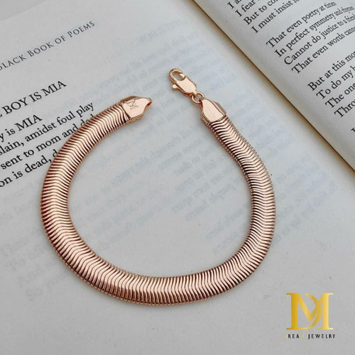 دستبند ماری پهن طلایی طرح طلا رنگ ثابت آبکاری طلا۱۸. برندمعتبر دریم