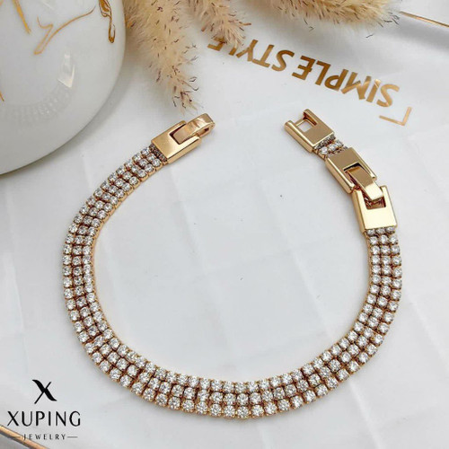 دستبند جواهری فول نگین جدید طلایی ژوپینگ.رنگ ثابت آبکاری طلا۱۸