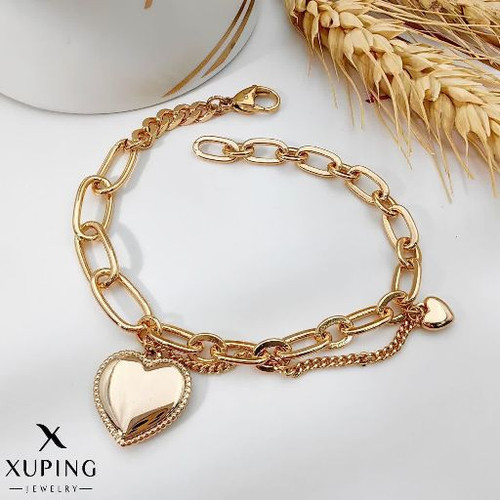 دستبند قلبی جدیدطلایی ژوپینگ طرح طلا رنگ ثابت آبکاری طلا۱۸