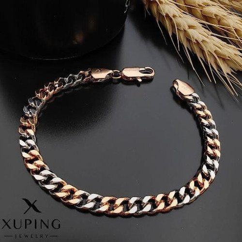 دستبندکارتیر خاص دورنگ جدیدژوپینگ طرح طلارنگثابت آبکاری طلا۱۸عیار