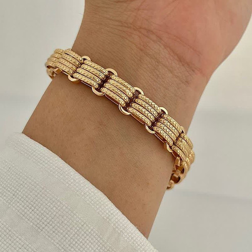 دستبندلوکس زنانه طلایی ژوپینگ طرح طلا.رنگ ثابت آبکاری طلا۱۸