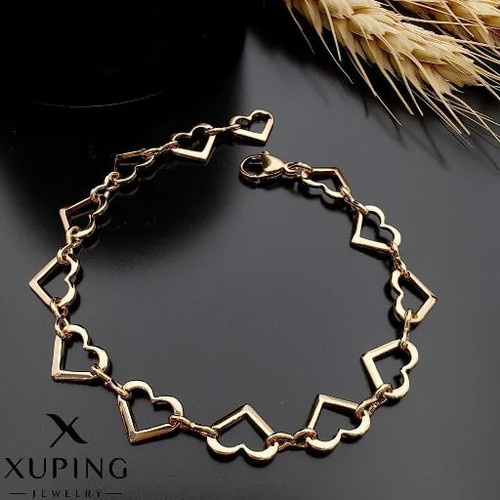 دستبند قلبی جدیدطرح طلاژوپینگ .رنگثابت آبکاری طلا۱۸عیار