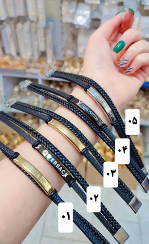 دستبند چرم۲لاین اسپرت پسرانه ودخترانه.طرح جدیدپلاک برندقفل استیل