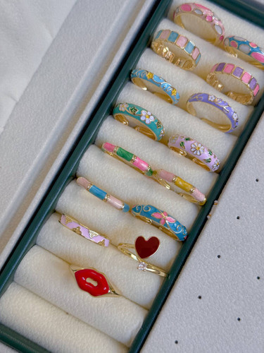 کالکشن انگشترمیناکاری زنانه ترندجدیددرخشان؛آبکاری رادیوم،رنگ ثابت وارداتی