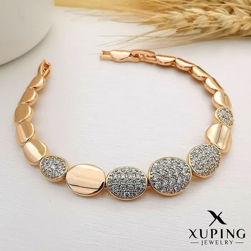 دستبند جواهری ژوپینگ جدیدکاملاطرح طلا.رنگ ثابت آبکاری طلا۱۸ عیار