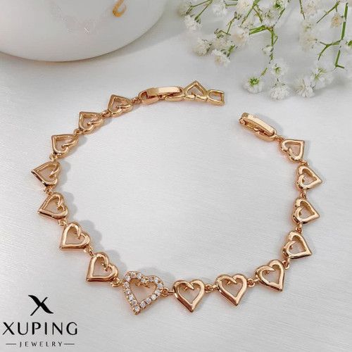 دستبندجواهری قلبی طرح طلا.ژوپینگ رنگثابت آبکاری طلا۱۸عیار