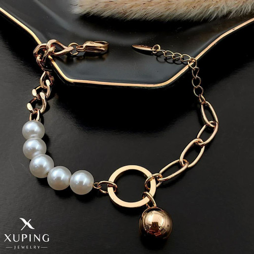 دستبندمرواریدی جدیدطرح طلاژوپینگ رنگثابت آبکاری طلا۱۸عیار