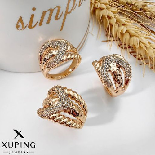 انگشترجواهری لوکس زنانه کپی طلا ژوپینگ رنگ ثابت آبکاری طلا۱۸