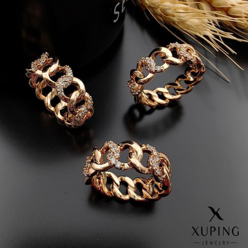 انگشترحلقه کارتیرجواهری کاملاطرح طلا ژوپینگ رنگ ثابت آبکاری طلا۱۸