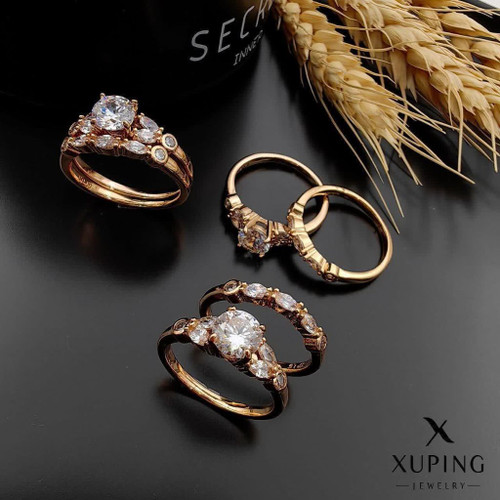 حلقه وپشت حلقه طلایی جدیدکپی طلا ژوپینگ رنگ ثابت آبکاری طلا۱۸