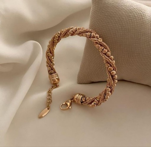 دستبندتکدست آلبرنادوجدید کاملاطرح طلا ژوپینگ رنگثابت آبکاری طلا۱۸عیار