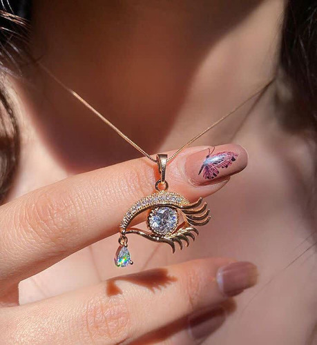 گردنبندخاص چشم ژوپینگ کاملاطرح طلا رنگثابت آبکاری طلا۱۸عیار