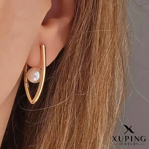 گوشواره مرواریدی جدیدطرح طلا برندمعتبرژوپینگ رنگثابت آبکاری طلا۱۸عیار