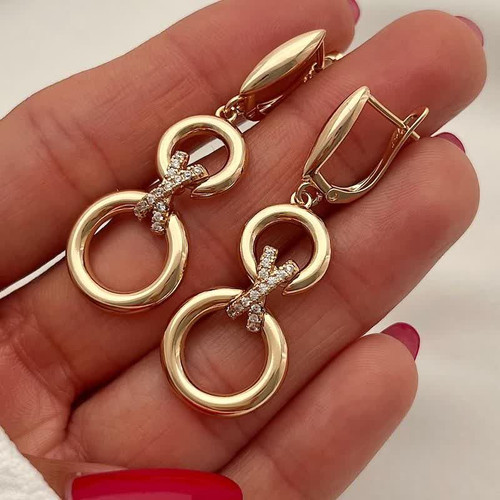 گوشواره شیک ولوکس جدیدکاملاطرح طلا ژوپینگ رنگثابت آبکاری طلا۱۸عیار
